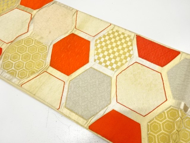 JAPANESE KIMONO / ANTIQUE FUKURO OBI / SILK / WOVEN CLASSICAL PATTERN